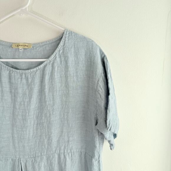 Lin Nature 100% Linen Light Blue Short Sleeve Lightweight Dress 42 Medium Large - Picture 6 of 14